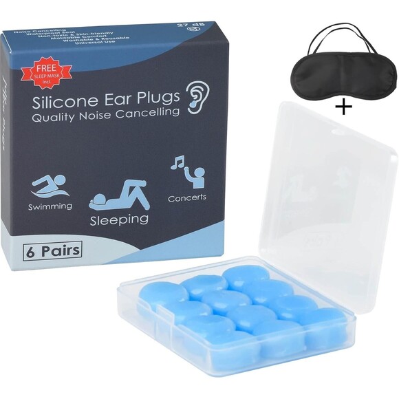 6 Pair Juju Silicone Ear Plugs Sleeping Earplugs Noise Cancelling Sleep Swimming - Picture 1 of 7